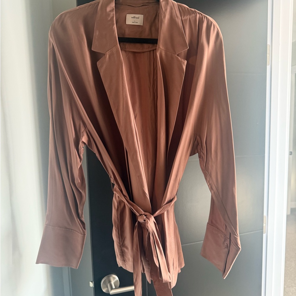 Wilfred Brown Robe with Classic Collar and Adjustable Belt